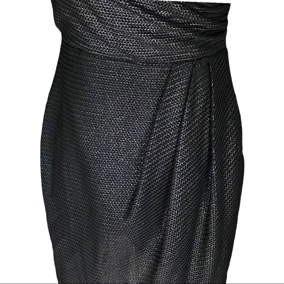 Urban Outfitters Stardust Metallic Black Faux Wrap V-Neck Mini Dress Size Medium - Picture 6 of 10